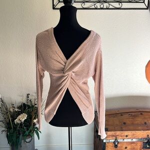 Market & Spruce Twisted Back Pullover | Soft Pink | Size S